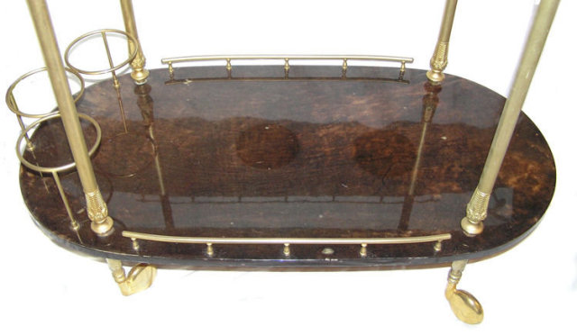 Vintage Aldo Tura Goatskin Brass Bar Cart