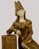 Gothic Female Bronze & Ivory Sculpture by Raphanel