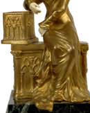 Gothic Female Bronze & Ivory Sculpture by Raphanel