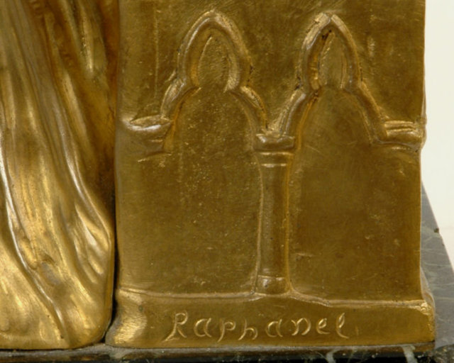Gothic Female Bronze & Ivory Sculpture by Raphanel