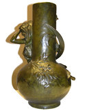 Pair LOUIS MOREAU Figural Bronze Vases