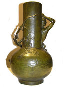 Pair LOUIS MOREAU Figural Bronze Vases