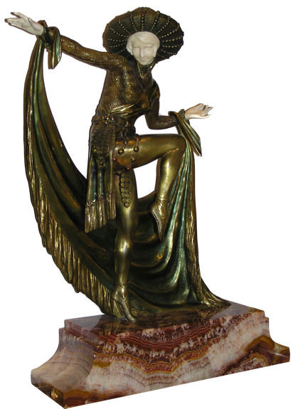 Mirval Art Deco Bronze Dancer Sculpture