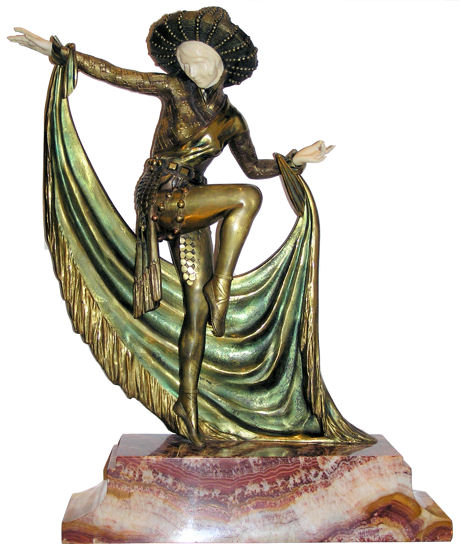 Mirval Art Deco Bronze Dancer Sculpture