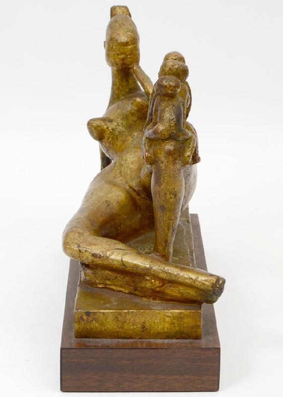Pikko Nikolitch (1907-1979) Mother and Children Bronze Figurine Sculpture