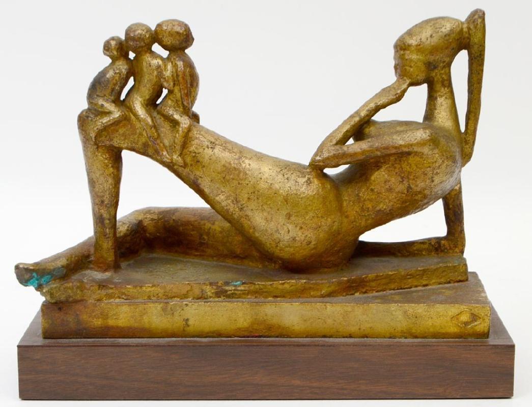 Pikko Nikolitch (1907-1979) Mother and Children Bronze Figurine Sculpture
