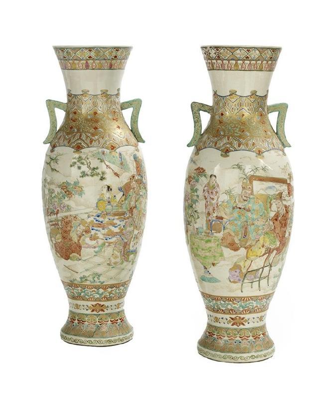 Pair of Impressive Japanese Satsuma Vases