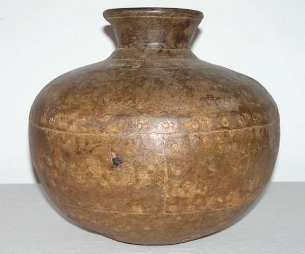 Primitive Riveted Metal Vessel