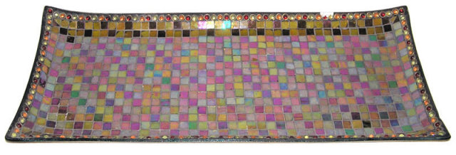 Vintage Jewelled Mosaic Glass Serving Tray