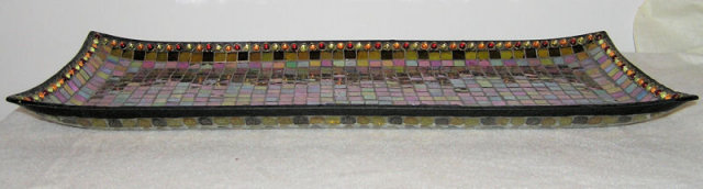Vintage Jewelled Mosaic Glass Serving Tray