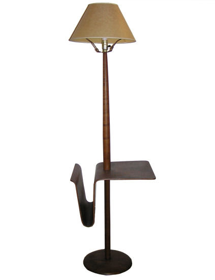 Wooden Floor Lamp w Magazine Rack