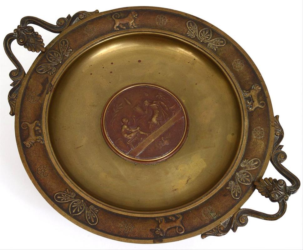 Antique Grecian Neoclassical Bronze Tazza