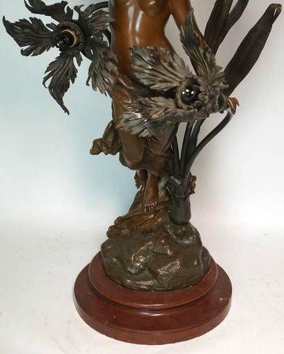Antique Art Nouveau Patinated Bronze Table Lamp