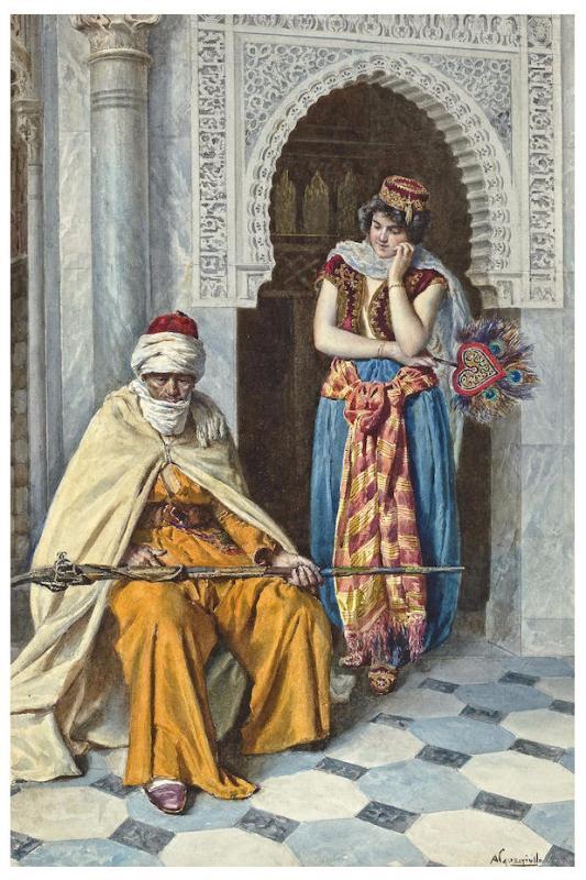 Italian Antonio Gargiullo Orientalist Watercolor Painting
