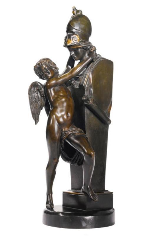 Felix Sanzel (French, 1829-1883) Amour Captif Large Bronze Sculpture