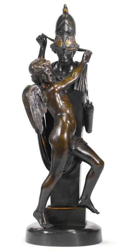 Felix Sanzel (French, 1829-1883) Amour Captif Large Bronze Sculpture