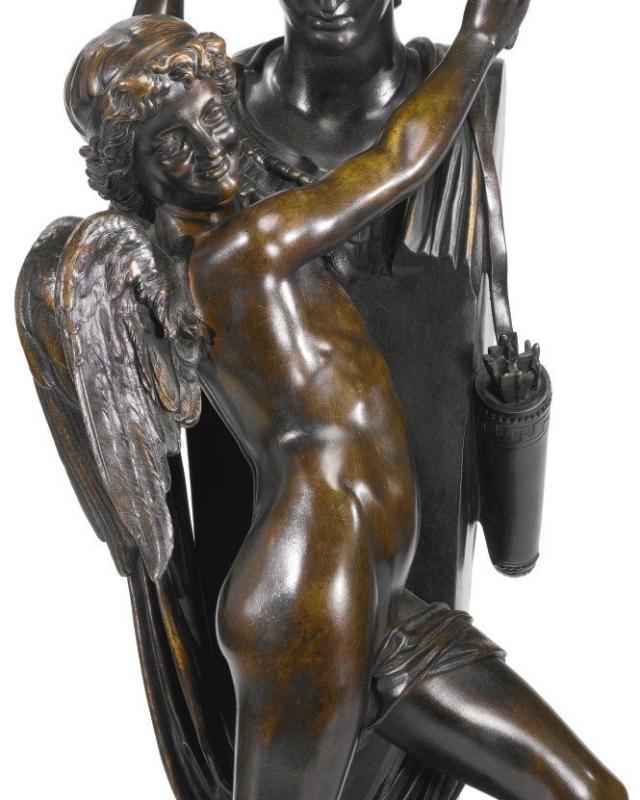 Felix Sanzel (French, 1829-1883) Amour Captif Large Bronze Sculpture