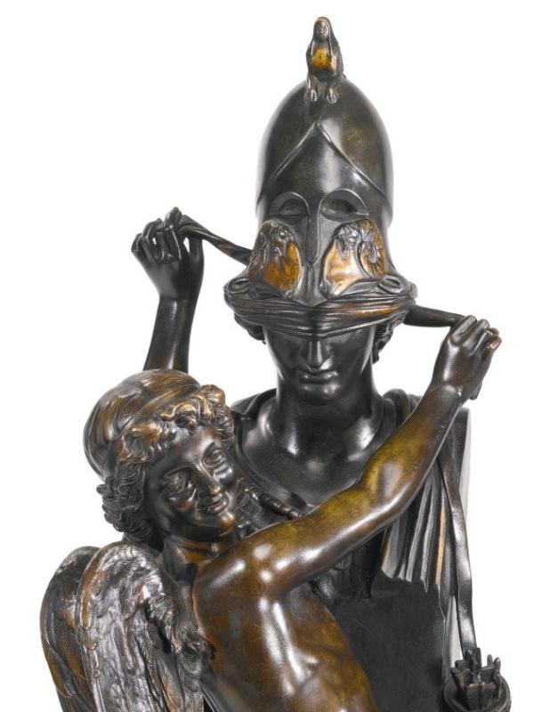 Felix Sanzel (French, 1829-1883) Amour Captif Large Bronze Sculpture