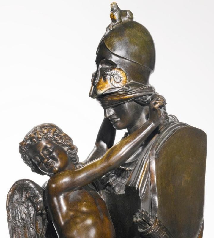 Felix Sanzel (French, 1829-1883) Amour Captif Large Bronze Sculpture