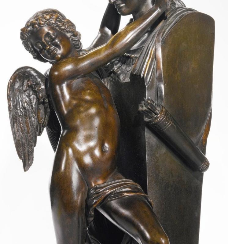 Felix Sanzel (French, 1829-1883) Amour Captif Large Bronze Sculpture
