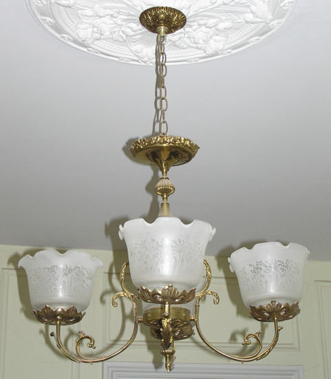 Antique 4-Light Brass & Bronze Chandelier