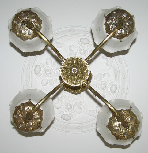 Antique 4-Light Brass & Bronze Chandelier