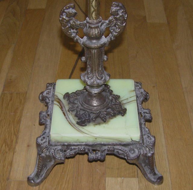 Green Onyx Stone Brass Metal Floor Lamp