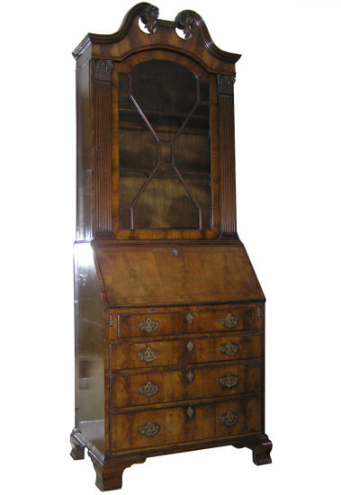 English Georgian Walnut Bureau Bookcase