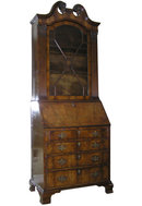English Georgian Walnut Bureau Bookcase