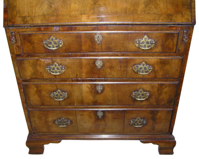English Georgian Walnut Bureau Bookcase
