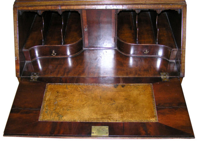 English Georgian Walnut Bureau Bookcase