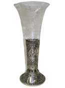 Dutch Glass Vase & Repousse Silver Holder