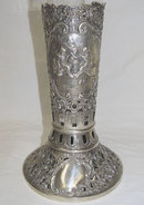 Dutch Glass Vase & Repousse Silver Holder
