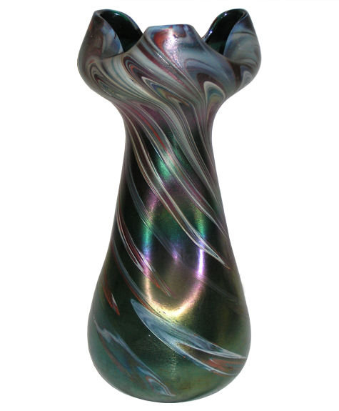 Rindskopf Iridescent Bohemian Glass Vase