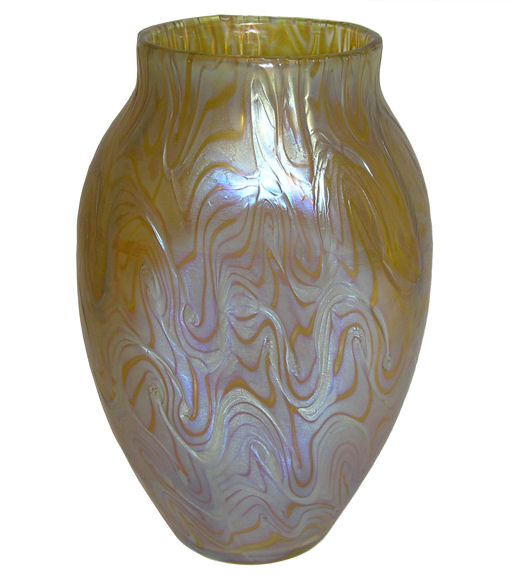 Iridescent Golden Glass Vase by Loetz