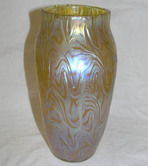 Iridescent Golden Glass Vase by Loetz