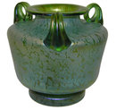 Loetz Iridescent Green Oil Spot Glass Vase