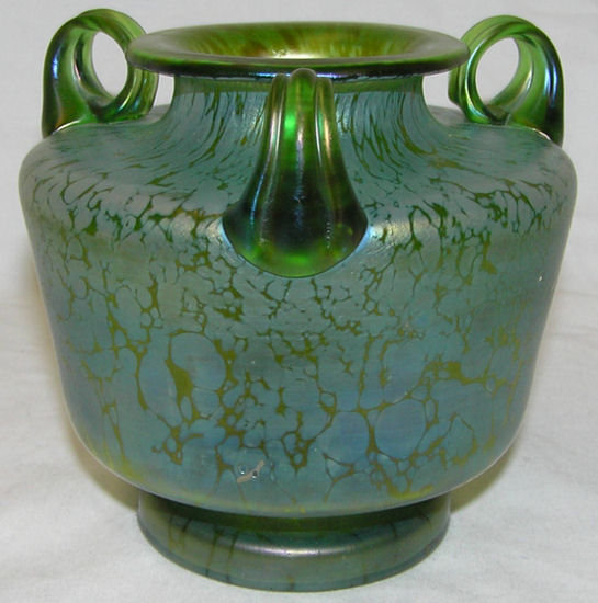 Loetz Iridescent Green Oil Spot Glass Vase