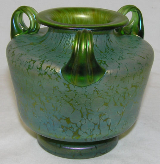 Loetz Iridescent Green Oil Spot Glass Vase