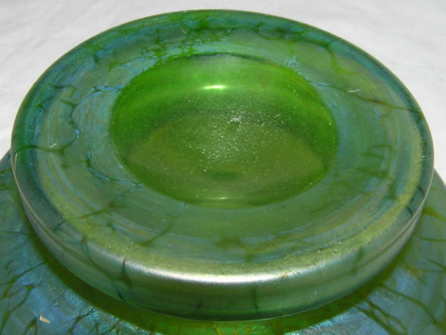 Loetz Iridescent Green Oil Spot Glass Vase