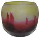 D'Argental Sailboat Seascape Glass Vase