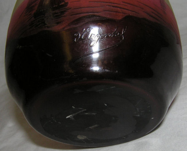 D'Argental Sailboat Seascape Glass Vase
