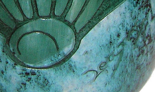 Art Deco Legras Green Etched Glass Vase