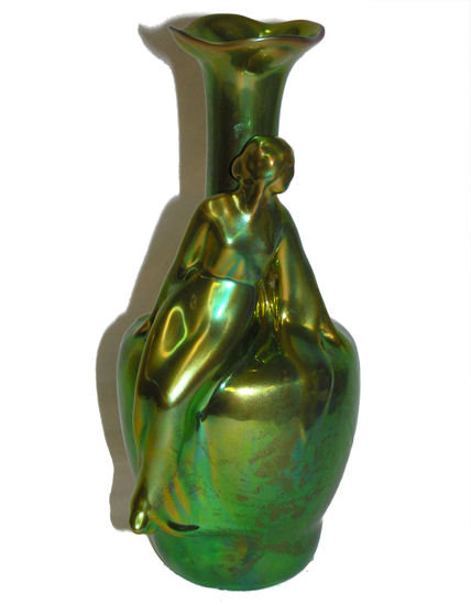 Zsolnay Pecs Art Nouveau Figural Vase