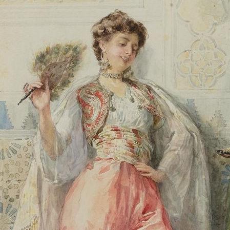 Amedeo Simonetti (1874-1922) Framed Orientalist Watercolor Painting