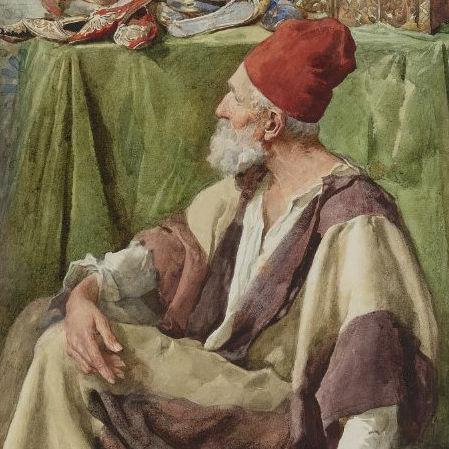 Amedeo Simonetti (1874-1922) Framed Orientalist Watercolor Painting