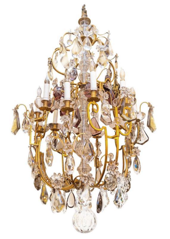Monumental French Louis XV Bronze and Crystal Chandelier