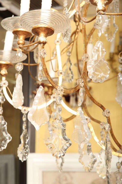 Vintage Venetian Italian Gilt Metal and Giltwood 16-Arm Chandelier