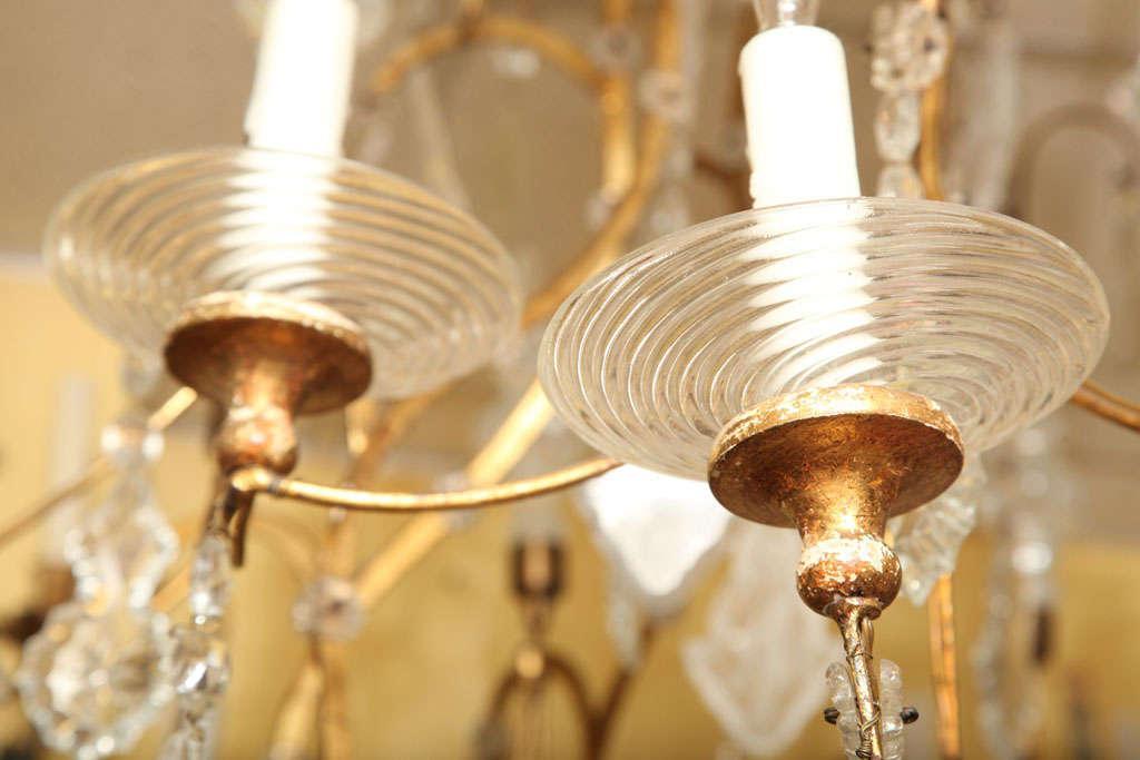 Vintage Venetian Italian Gilt Metal and Giltwood 16-Arm Chandelier