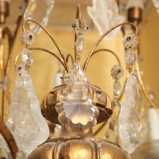 Vintage Venetian Italian Gilt Metal and Giltwood 16-Arm Chandelier